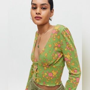 Urban Outfitters Ruby Button Up Cropped Top